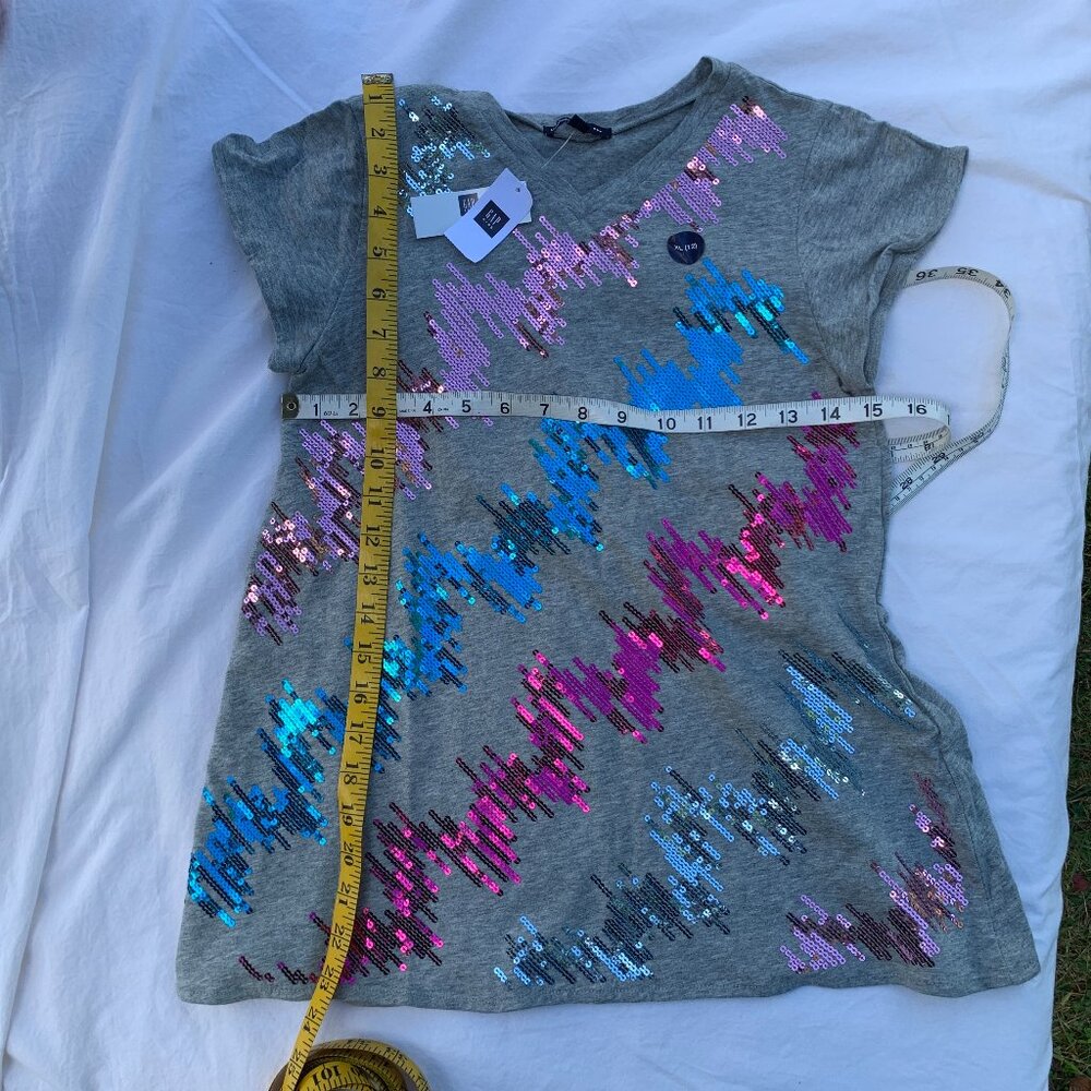 NWT Gap Kids Top Size XL(12) Grey Embellished Flaw